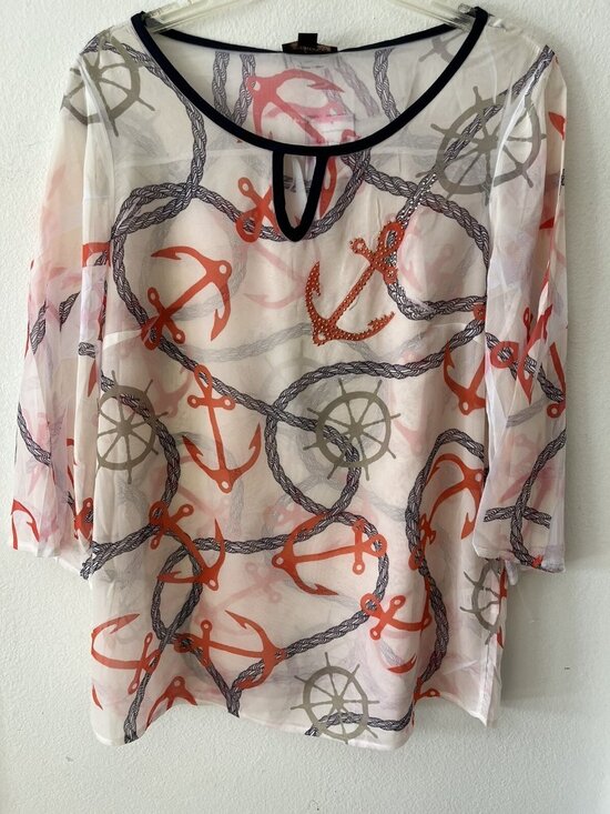 Cal Style Tops - Cal Style Nautical Rope Anchor Top Coastal Chic Yacht Club Resortcore Maritime